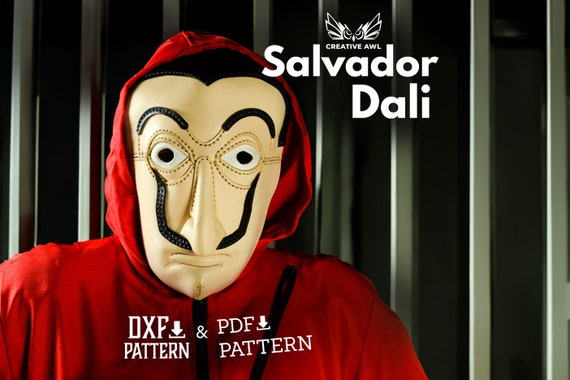 PDF & DXF Leather Salvador Dali Mask Pattern, Leather Halloween Mask pattern, Leather Cosplay Pattern, Leather Pdf Template
