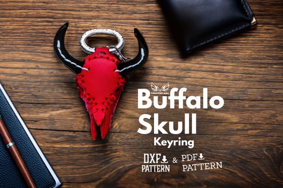 PDF & DXF Buffalo Keyring Pattern, Leather pattern,  Leather Patterns, Leather Pdf Template