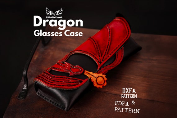 PDF & DXF Leather Dragon Glasses Case PDF Pattern