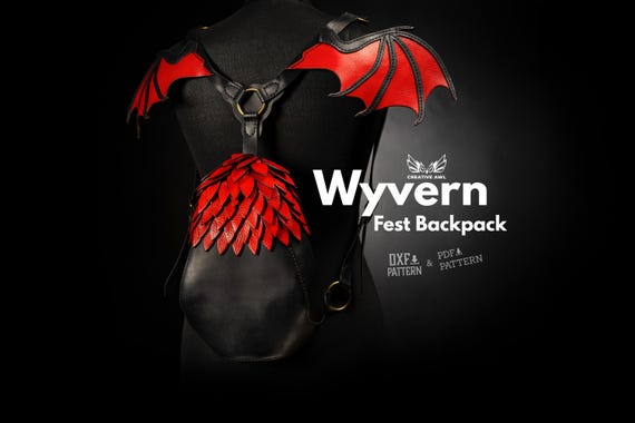 PDF & DXF Leather Dragon Wyvern Fest Backpack PDF Pattern