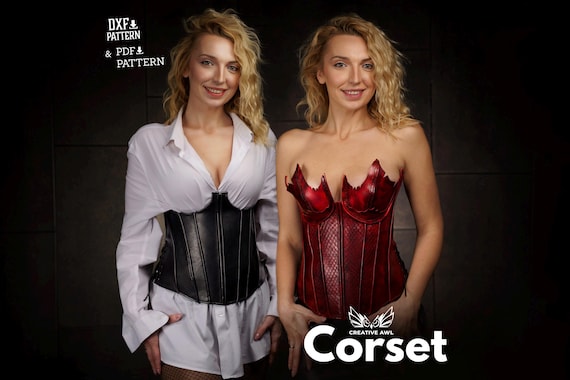 PDF & DXF Dragon and Classic Corset - Set- Leather Patterns - Leather Corset Template - Leather PDF Pattern