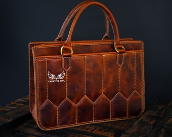 Leather Quilted Tote Bag