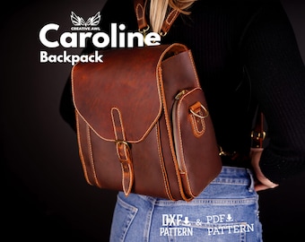 Caroline Leather Backpack Pattern: Shoulder Bag PDF Template (DXF)