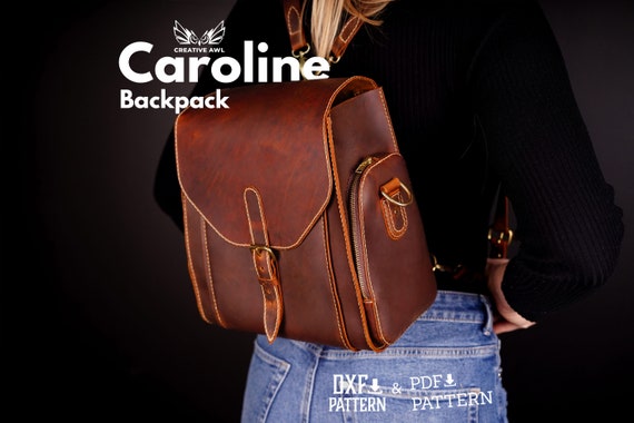 PDF & DXF Caroline Backpack Pattern - Leather shoulder Bag pattern - Leather Pdf Template - Leather Pattern