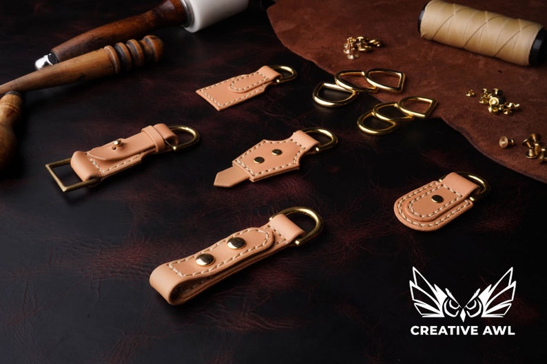 PDF & DXF Leather D-rings Loops / Key fobs Set PDF Pattern image 7