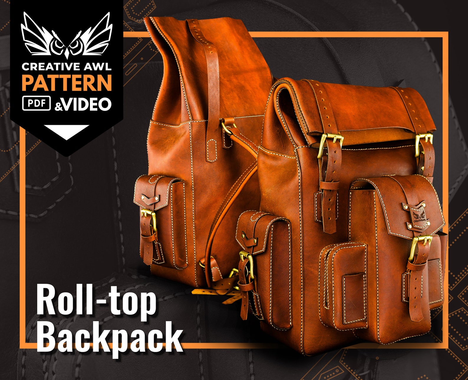 Leather Rolltop Backpack Pattern Leather Backpack Template Etsy