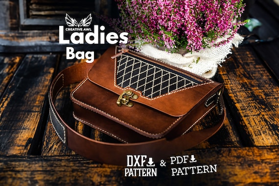 PDF & DXF Leather Ladies Bag Pattern - Leather shoulder Bag pattern - Leather Pdf Template - Leather Pattern - Messenger Bag