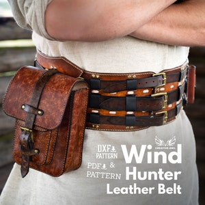 PDF & DXF Leather Wind Hunter Belt Pattern with pouch belt bag- PDF Template