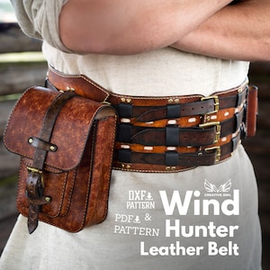 PDF & DXF Schnittmuster Ledergürtel mit Beutel - Gürteltasche - PDF Vorlage