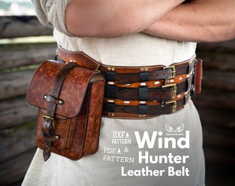 PDF & DXF Leather Wind Hunter Belt Pattern with pouch belt bag- PDF Template