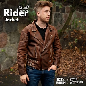 Patron PDF & DXF de blouson de cavalier en cuir pour homme - Patrons en cuir - Gabarit en cuir - Patron en cuir PDF - Gabarit en cuir