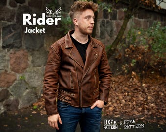 Men's Leather Rider Jacket Pattern: Beginner-Friendly PDF & DXF