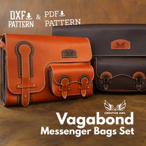 PDF & DXF Vagabond Messenger Bags Pattern - Leather Pattern - Leather bag pattern - Leather Template - PDF Pattern