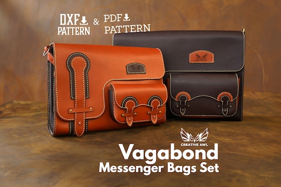 PDF & DXF Vagabond Messenger Bags Pattern - Leather Pattern - Leather bag pattern - Leather Template - PDF Pattern