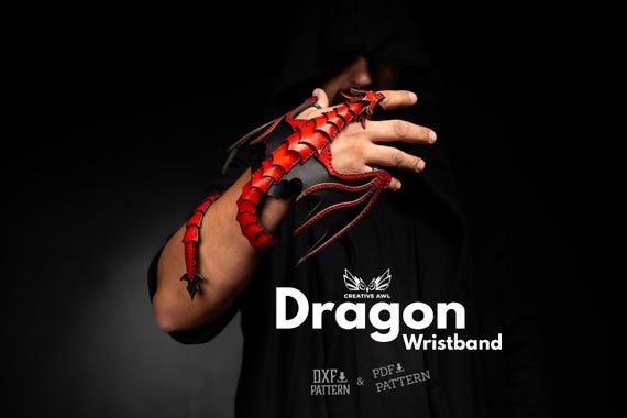 PDF & DXF Leather Dragon Wristband PDF Pattern