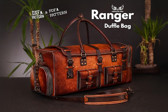 PDF & DXF Leather Ranger Duffle Bag pattern - Leather Bag Pattern - Leather Template - Leather PDF Pattern - Weekender Bag Pattern