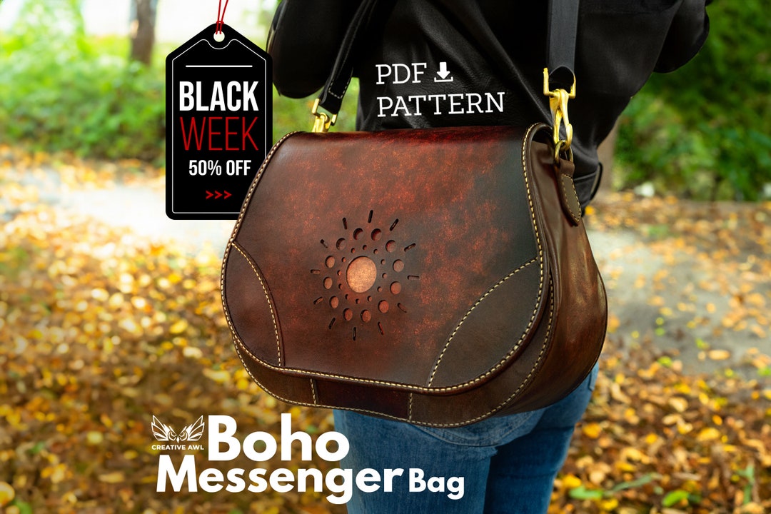 Boho Messenger Bag Pattern Leather Pattern Leather Bag Etsy