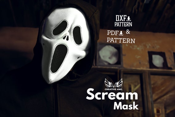 PDF & DXF Leather Scream Mask Pattern, Leather Halloween Mask pattern, Leather Cosplay Pattern, Leather Pdf Template, Sewing pattern
