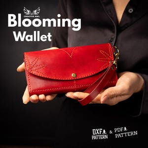 Cartera de piel Blooming en formato PDF y DXF - Cartera de mujer