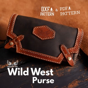 PDF & DXF Wild West Purse - Leather Pattern - Leather Pdf Template