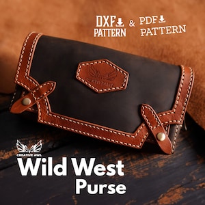 Bolsa PDF e DXF Wild West - Padrão de couro - Modelo PDF de couro