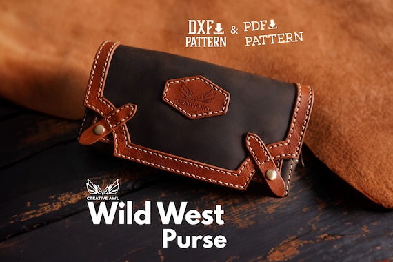 PDF & DXF Wild West Purse - Leather Pattern - Leather Pdf Template