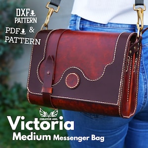 PDF & DXF Victoria Messenger Bag Pattern - Leather Pattern - Leather bag pattern - Leather Template - PDF Pattern