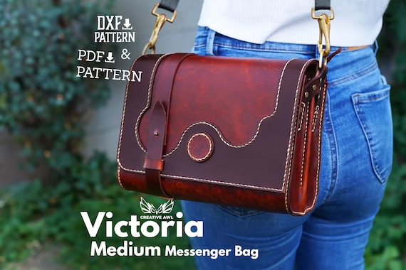 PDF & DXF Victoria Messenger Bag Pattern - Leather Pattern - Leather bag pattern - Leather Template - PDF Pattern