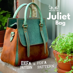 PDF & DXF Modèle de sac Juliette en cuir - Modèle de sac en cuir - Modèle en cuir - Modèle PDF en cuir - Modèle de sac en cuir