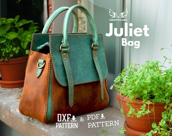 PDF & DXF Leather Juliet Bag pattern - Leather Bag Pattern - Leather Template - Leather PDF Pattern - Leather Bag Template