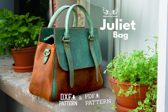 PDF & DXF Leather Juliet Bag pattern - Leather Bag Pattern - Leather Template - Leather PDF Pattern - Leather Bag Template