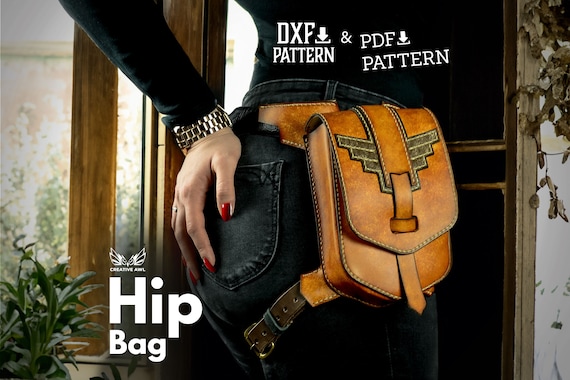 PDF & DXF Leather Bag Pattern - Leather biker Bag pattern - Leather Pattern - hip Bag - Leather Patterns - Leather Pdf Template