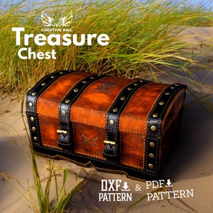 PDF & DXF Leather Treasure Chest Pattern - Leather Treasure Box - Secrets Chest Template