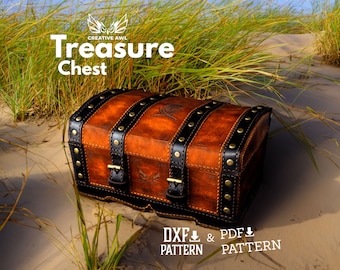 PDF & DXF Leather Treasure Chest Pattern - Leather Treasure Box - Secrets Chest Template