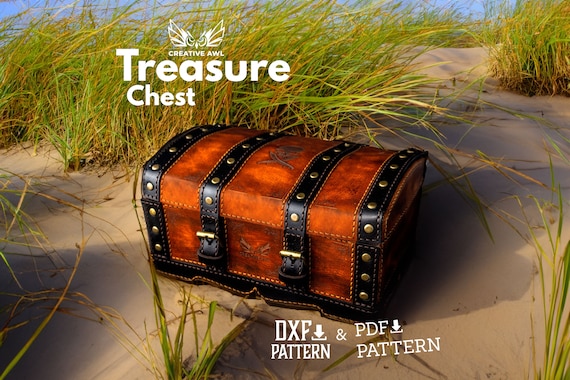 PDF & DXF Leather Treasure Chest Pattern - Leather Treasure Box - Secrets Chest Template