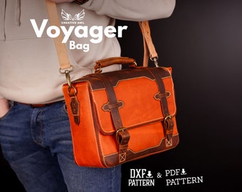 PDF & DXF Leather Voyager Messenger Bag PDF Pattern