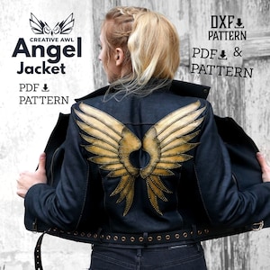 PDF & DXF Leather Angel Jacket pattern Leather Patterns Leather Template Leather PDF Pattern Leather Template image 1