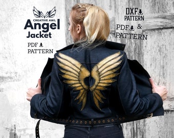 PDF & DXF Leather Angel Jacket pattern - Leather Patterns - Leather Template - Leather PDF Pattern - Leather Template