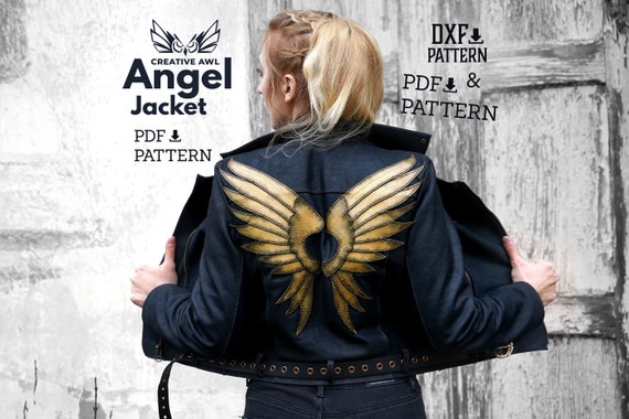 PDF & DXF Leather Angel Jacket pattern - Leather Patterns - Leather Template - Leather PDF Pattern - Leather Template
