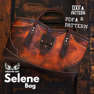 Wzór torby Selene Tote w formacie PDF i DXF - Wzór torby skórzanej - Wzór torby skórzanej - Szablon skórzany - Wzór PDF