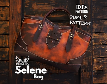 Molde de couro para bolsa Selene Tote Bag, padrão em PDF e DXF.