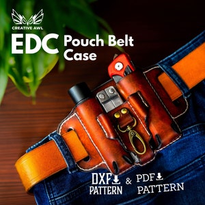PDF & DXF Patrón de caja de cinturón EDC Puch de cuero - Patrón de bolso de cadera - Patrón de cuero - Patrón de bolso de cinturón - Plantilla PDF de cuero