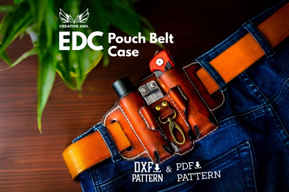PDF & DXF Leather EDC Puch Belt Case Pattern - Hip Bag Pattern - Leather Pattern - Pouch Belt Bag Pattern - Leather Pdf Template