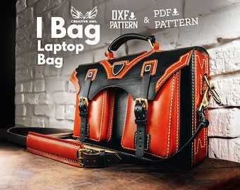 PDF & DXF Leather Bag Pattern - Laptop Bag pattern - Leather Pattern - Leather Patterns - Laptop Briefcase Bag pattern