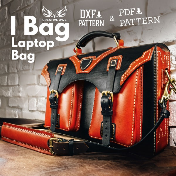 PDF & DXF Leather Bag Pattern - Laptop Bag pattern - Leather Pattern - Leather Patterns - Laptop Briefcase Bag pattern