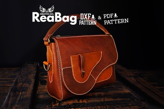 PDF & DXF Leather Rea Bag pattern - Leather Bag Pattern - Leather Template - Leather PDF Pattern - Leather Bag Template