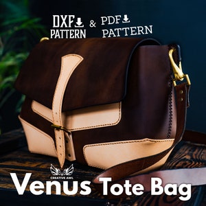 PDF & DXF The Venus Leather Bag Pattern - Leather Tote Bag Pattern - Leather bag pattern - Leather Template - PDF Pattern