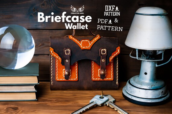 PDF & DXF Leather Briefcase Wallet Pattern, Leather Wallet pattern, Leather Wallet Template,  Leather Patterns, Leather Pdf Template