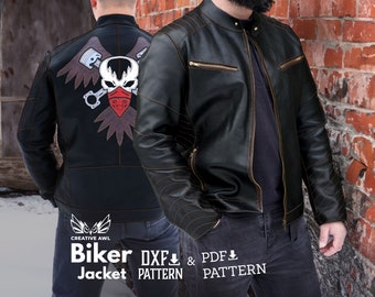 PDF & DXF Men&#39;s Leather Jacket pattern - Leather Patterns - Leather Template - Leather PDF Pattern - Leather Template