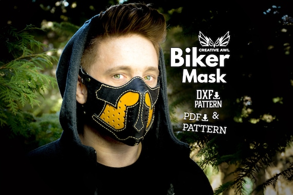 PDF & DXF Leather Biker Mask Pattern, Leather Mask pattern, Leather Cosplay Pattern,  Leather Patterns, Leather Pdf Template